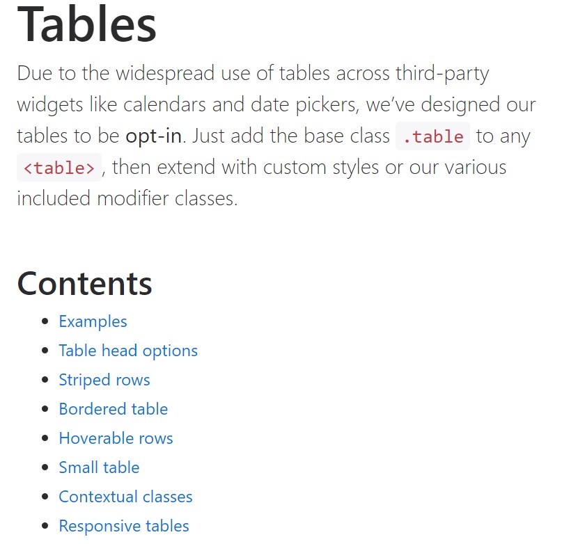 Bootstrap tables official documentation