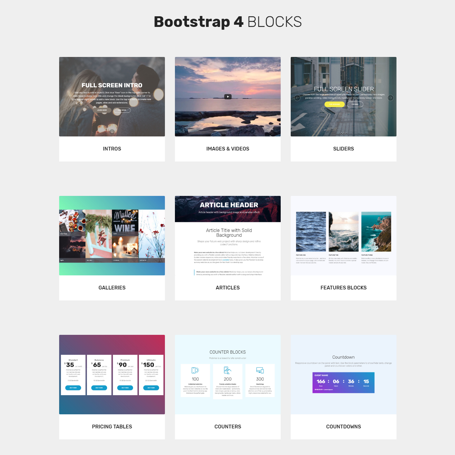 Responsive Bootstrap 4 blocks  Templates